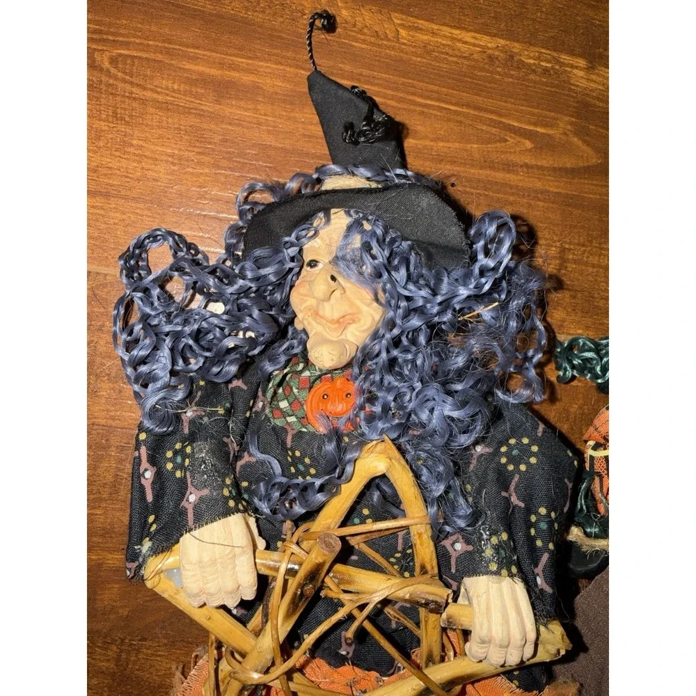 Vintage Halloween Decor Resin Witch Hanging Decoration Lot Of 4